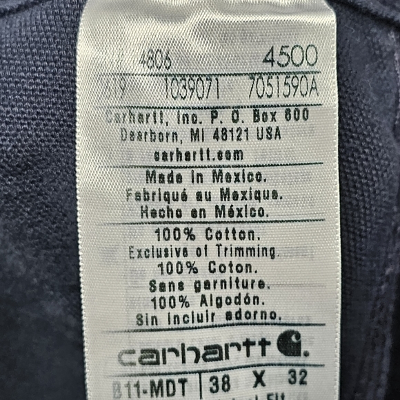 Carhartt Dungaree Fit Washed Duck Utility Work Pants‎ B11 MDT 38 X 32 Carpenter - Picture 7 of 12